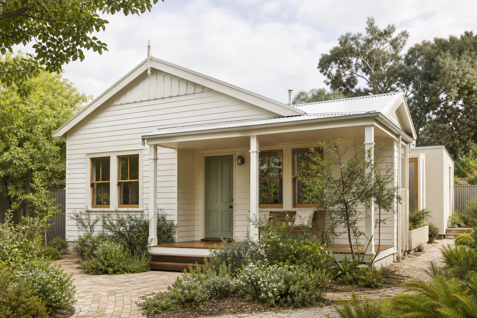 Renovated cottage and broad front porch